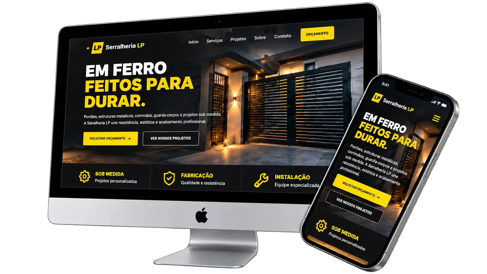Serralheria LP em iMac e iPhone